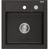 Mexen Vito granite sink 1-bowl 520 x 490 mm, black/gold metallic, chrome siphon - 6503521000-75