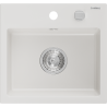 Mexen Milo single-bowl granite sink 435 x 410 mm, white, chrome siphon - 6505441000-20