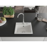 Mexen Milo single-bowl granite sink 435 x 410 mm, white, chrome siphon - 6505441000-20