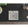 Mexen Milo single-bowl granite sink 435 x 410 mm, white, chrome siphon - 6505441000-20
