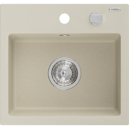 Mexen Milo granite sink 1-bowl 435 x 410 mm, beige, chrome syphon - 6505441000-69