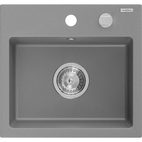 Mexen Milo 1-bowl Granite Sink 435 x 410 mm, Grey, Chrome Siphon - 6505441000-71