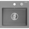Mexen Milo granite sink 1-bowl 435 x 410 mm, gray, chrome siphon - 6505441000-71