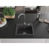 Mexen Milo granite sink 1-bowl 435 x 410 mm, black speckled, chrome siphon - 6505441000-76