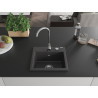 Mexen Milo single-bowl granite sink 435 x 410 mm, black speckled, chrome siphon - 6505441000-76