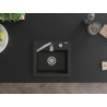 Mexen Milo 1-bowl Granite Sink 435 x 410 mm, Black/Gold Metallic, Chrome Siphon - 6505441000-75