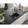 Mexen Milo Granite Sink 1-Bowl 435 x 410 mm, Black, Chrome Siphon - 6505441000-77