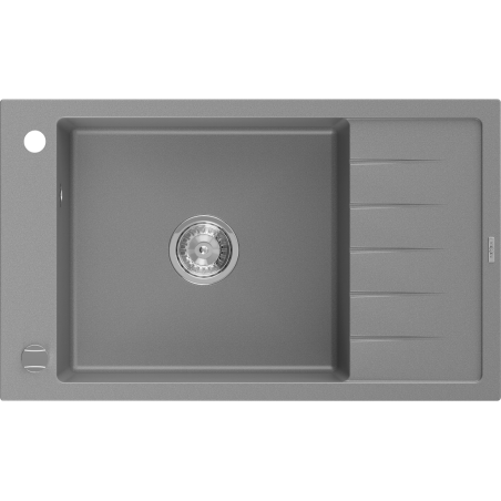 Mexen Elias granite kitchen sink 1-bowl with drainer 795 x 480 mm, gray, chrome siphon - 6511791005-71