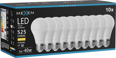 Mexen Nova 10x LED Bulb E27, A60, 5W, Warm - 3000K, 525 lm - L100-E27-0530-01x10