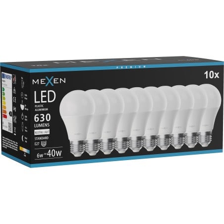 Mexen Nova 10x LED Bulb E27, A60, 6W, Neutral - 4000K, 630 lm - L100-E27-0640-01x10