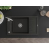 Mexen Elias granite sink 1-bowl with drainer 795 x 480 mm, black/gold metallic, chrome siphon - 6511791005-75