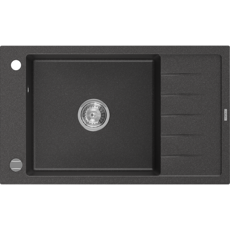 Mexen Elias 1-compartment granite sink with a short drip tray 795 x 480 mm, Spotted black - 6511791005-76