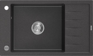 Mexen Elias 1-compartment granite sink with a short drip tray 795 x 480 mm, Spotted black - 6511791005-76