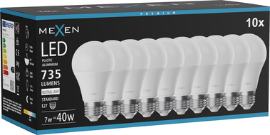 Mexen Nova 10x LED Bulb E27, A60, 7W, Neutral - 4000K, 735 lm - L100-E27-0740-01x10
