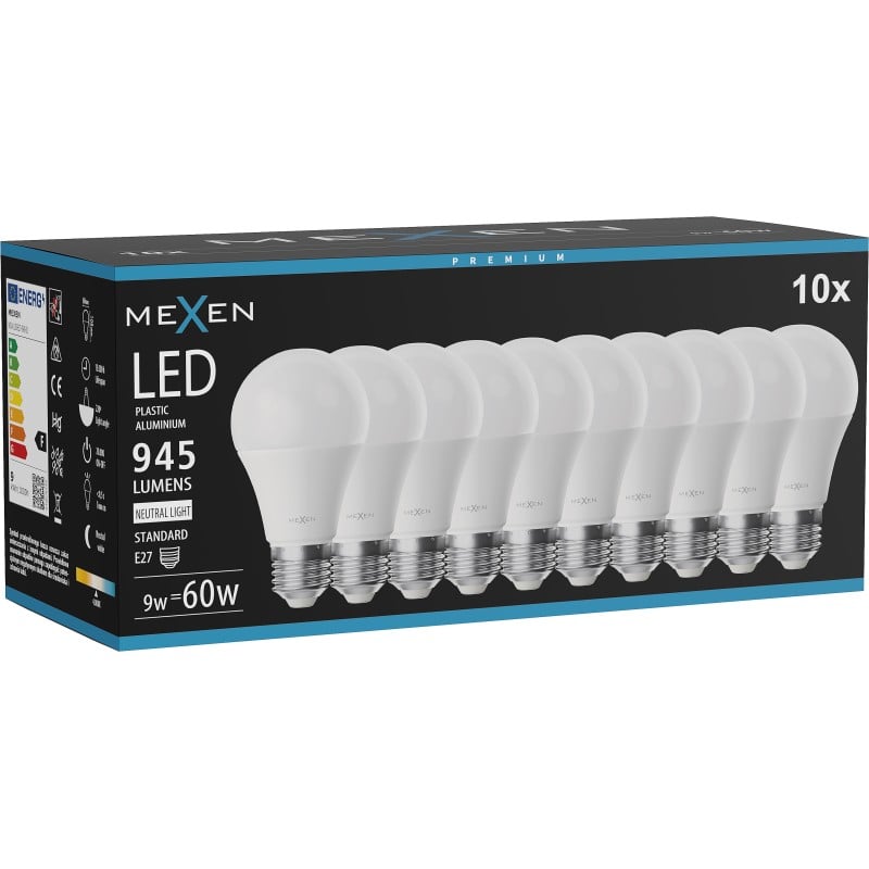 Mexen Nova 10x LED Bulb E27, A60, 9W, Neutral - 4000K, 945 lm - L100-E27-0940-01x10