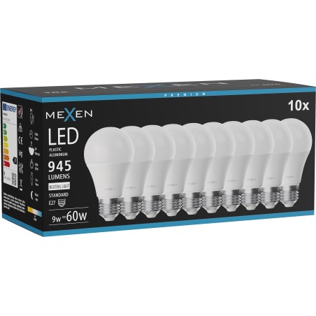 Mexen Nova 10x LED Bulb E27, A60, 9W, Neutral - 4000K, 945 lm - L100-E27-0940-01x10