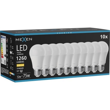 Mexen Nova 10x LED Bulb E27, A60, 12W, Warm - 3000K, 1260 lm - L100-E27-1230-01x10