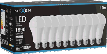 Mexen Nova 10x LED Bulb E27, A70, 18W, Neutral - 4000K, 1890 lm - L100-E27-1840-01x10