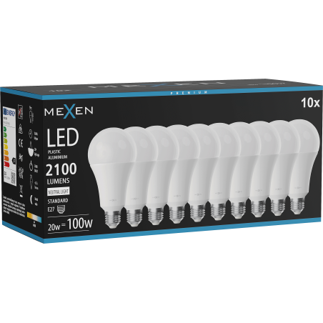 Mexen Nova 10x LED Bulb E27, A70, 20W, Neutral - 4000K, 2100 lm - L100-E27-2040-01x10
