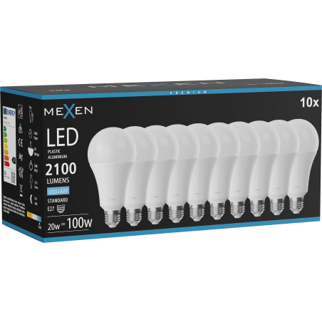 Mexen Nova 10x LED Bulb E27, A70, 20W, Cool - 6500K, 2100 lm - L100-E27-2065-01x10