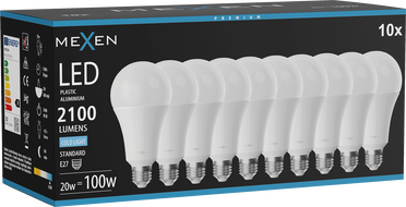 Mexen Nova 10x LED Bulb E27, A70, 20W, Cool - 6500K, 2100 lm - L100-E27-2065-01x10