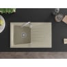 Mexen Cesar 1-Bowl Granite Sink with Drainer 775 x 470 mm, Beige, Chrome Siphon - 6514771010-69