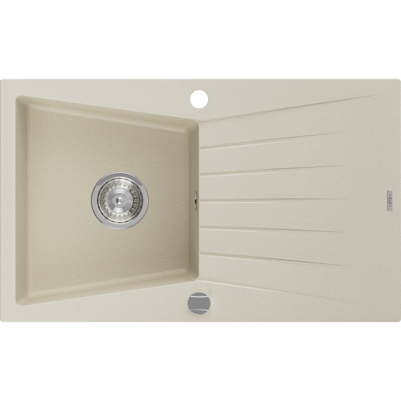 Mexen Cesar 1-compartment granite sink with a drip tray 775 x 470 mm, Beige - 6514771010-69
