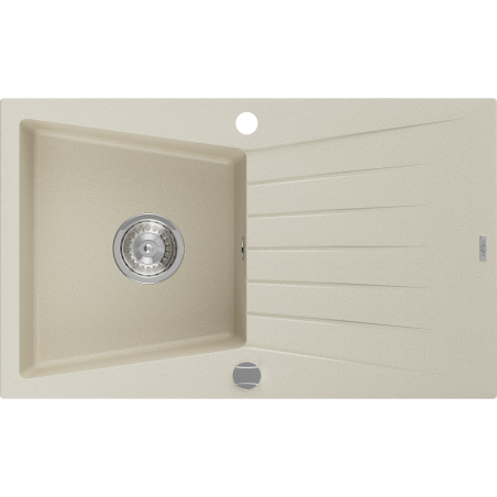 Mexen Cesar 1-compartment granite sink with a drip tray 775 x 470 mm, Beige - 6514771010-69