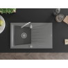 Mexen Cesar 1-Bowl Granite Sink with Drainer 775 x 470 mm, Gray, Chrome Siphon - 6514771010-71