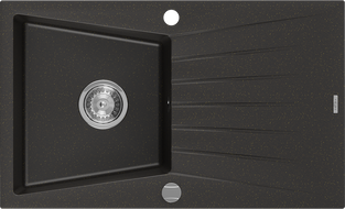 Mexen Cesar 1-compartment granite sink with a drip tray 775 x 470 mm, Black/Metallic gold - 6514771010-75