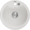 Mexen Diego 1-bowl granite sink 488 x 480 mm, white, chrome siphon - 6512481000-20