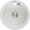 Mexen Diego granite sink 1-bowl 488 x 480 mm, white, chrome siphon - 6512481000-20