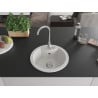 Mexen Diego 1-bowl granite sink 488 x 480 mm, white, chrome siphon - 6512481000-20