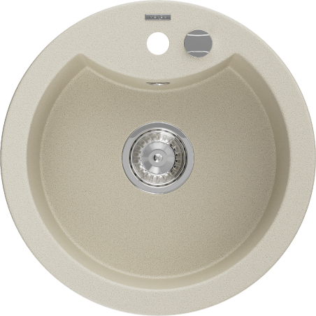 Mexen Diego 1-bowl granite sink 488 x 480 mm, beige, chrome siphon - 6512481000-69