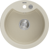 Mexen Diego granite sink 1-bowl 488 x 480 mm, beige, chrome siphon - 6512481000-69