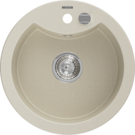 Mexen Diego 1-bowl granite sink 488 x 480 mm, beige, chrome siphon - 6512481000-69