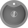 Mexen Diego granite sink 1-bowl 488 x 480 mm, gray, chrome siphon - 6512481000-71