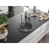 Mexen Diego granite sink 1-bowl 488 x 480 mm, grey, chrome siphon - 6512481000-71