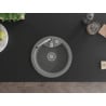 Mexen Diego granite sink 1-bowl 488 x 480 mm, grey, chrome siphon - 6512481000-71