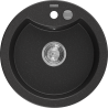 Mexen Diego 1-bowl granite sink 488 x 480 mm, black/silver metallic, chrome siphon - 6512481000-73