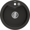 Mexen Diego granite sink 1-bowl 488 x 480 mm, black/gold metallic, chrome siphon - 6512481000-75
