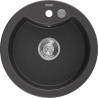 Mexen Diego granite sink 1-bowl 488 x 480 mm, black speckled, chrome siphon - 6512481000-76