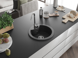 Mexen Diego 1-compartment granite sink 488 x 480 mm, Spotted black - 6512481000-76