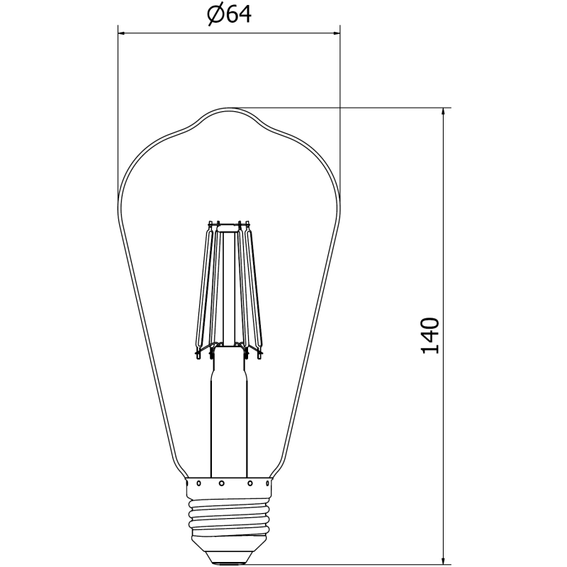 Mexen Vintis 3x LED Filament Bulb E27, ST64, 6W, Warm - 2700K, 600 lm, amber - L152-E27-0627-50x03