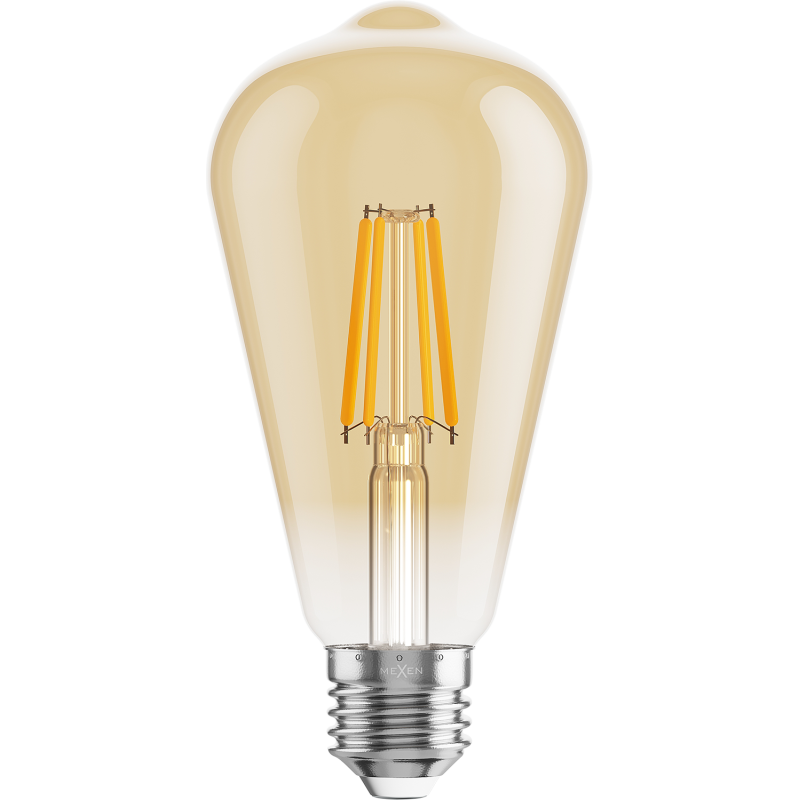 Mexen Vintis 6x LED filament bulb E27, ST64, 6W, Warm - 2200K, 600 lm, amber - L152-E27-0622-50x06