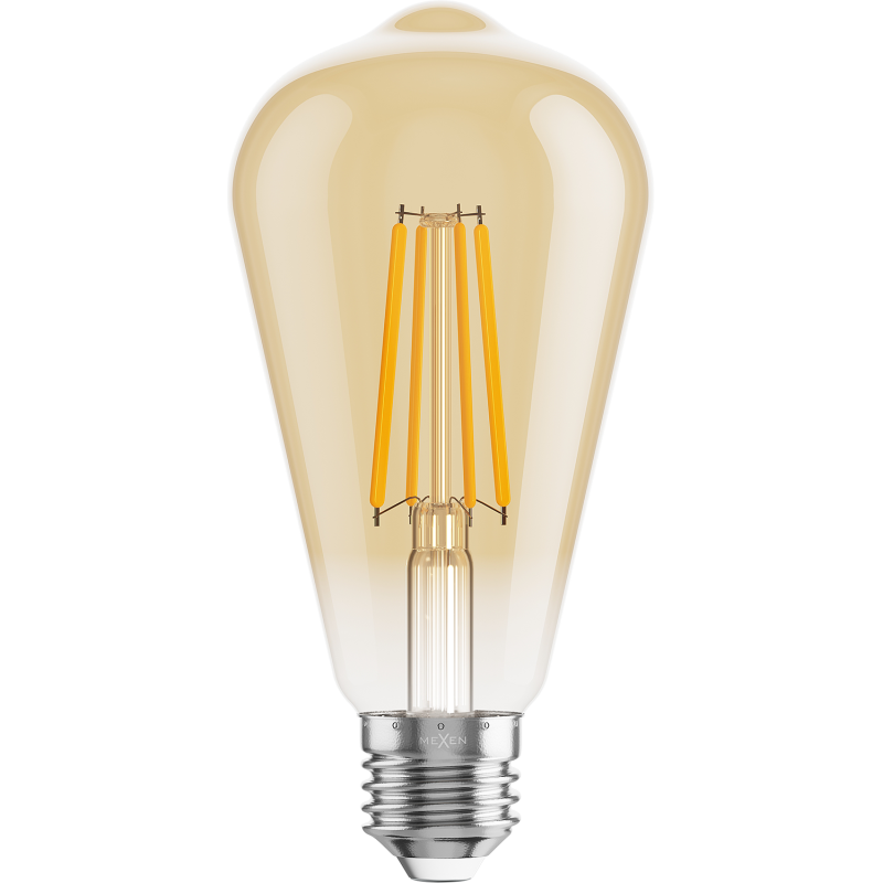 Mexen Vintis 10x LED Filament Bulb E27, ST64, 8W, Warm - 2200K, 750 lm, amber - L152-E27-0822-50x10