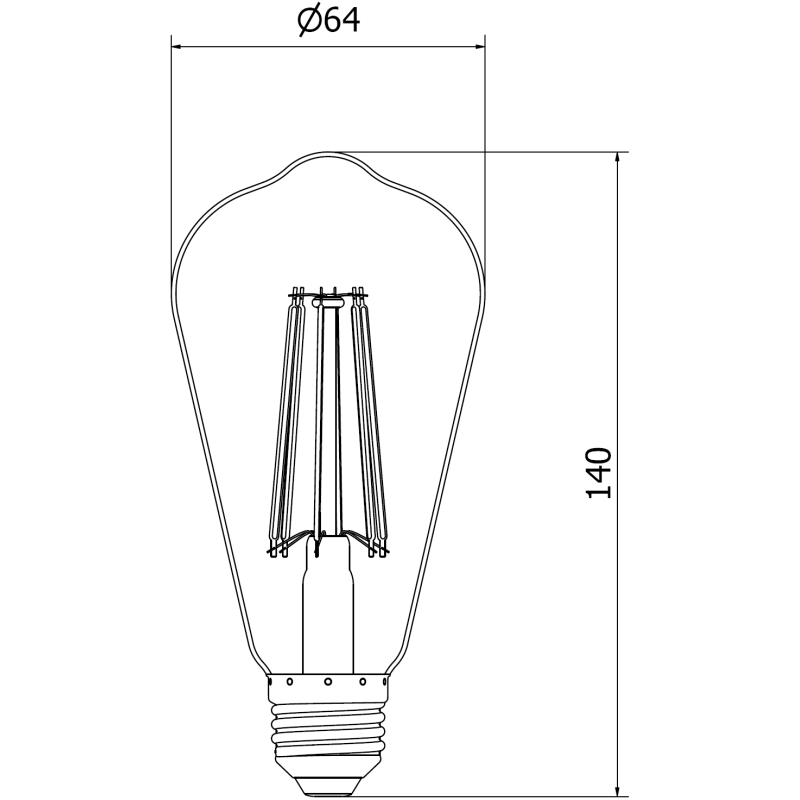 Mexen Vintis 6x LED Filament Bulb E27, ST64, 10W, Warm - 2200K, 910 lm, amber - L152-E27-1022-50x06