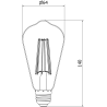 Mexen Vintis 6x LED Filament Bulb E27, ST64, 10W, Warm - 2200K, 910 lm, amber - L152-E27-1022-50x06