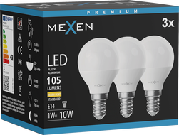 Mexen Nova 3x LED Bulb E14, G45, 1W, Warm - 3000K, 105 lm - L101-E14-0130-01x03