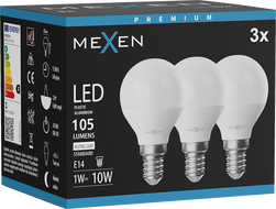 Mexen Nova 3x LED Bulb E14, G45, 1W, Neutral - 4000K, 105 lm - L101-E14-0140-01x03